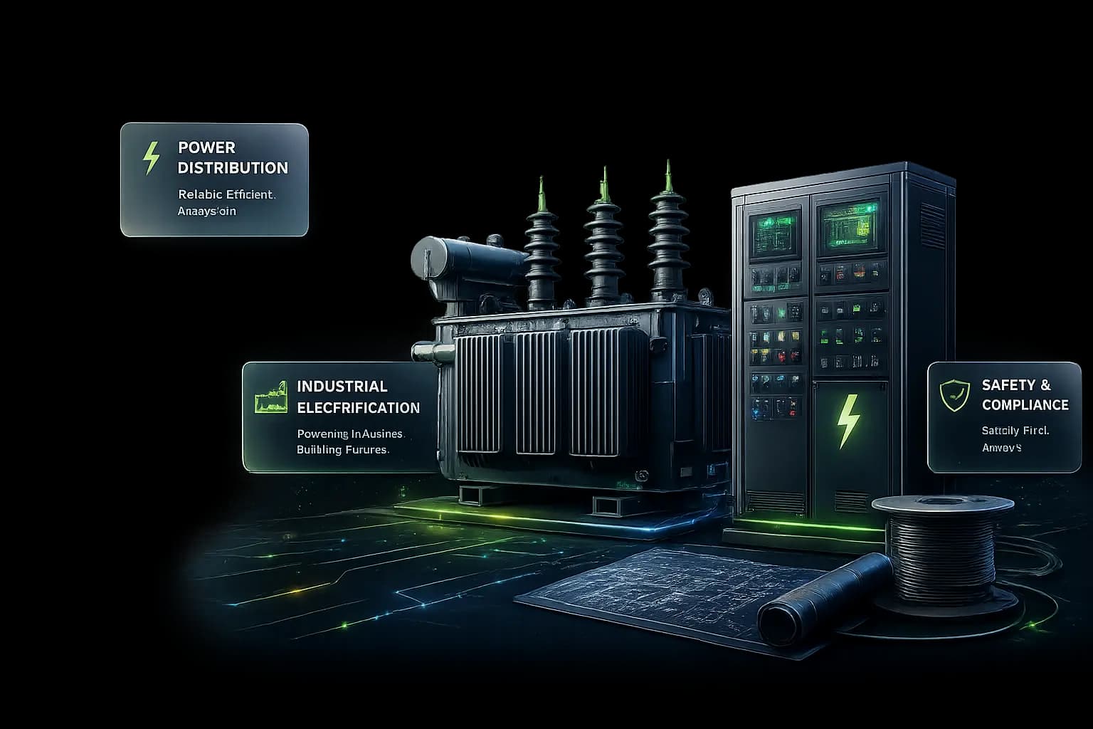 Industrial electrical infrastructure illustration